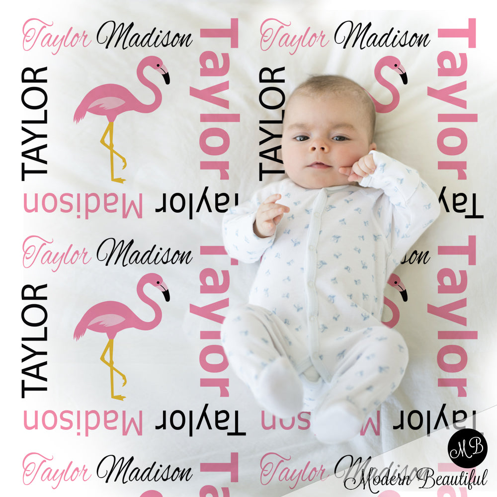 pink flamingo baby blanket