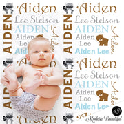 Woodland bear name blanket