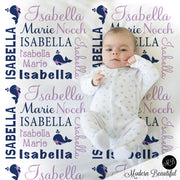 whale baby name blanket