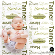 personalized boy army military baby blanket