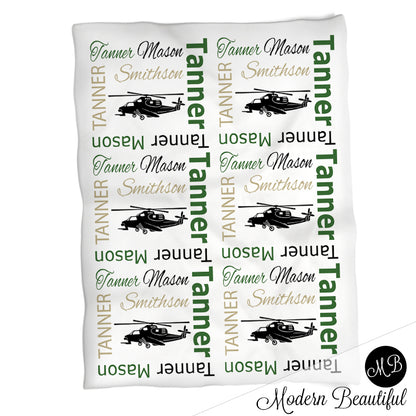 personalized boy army military baby blanket