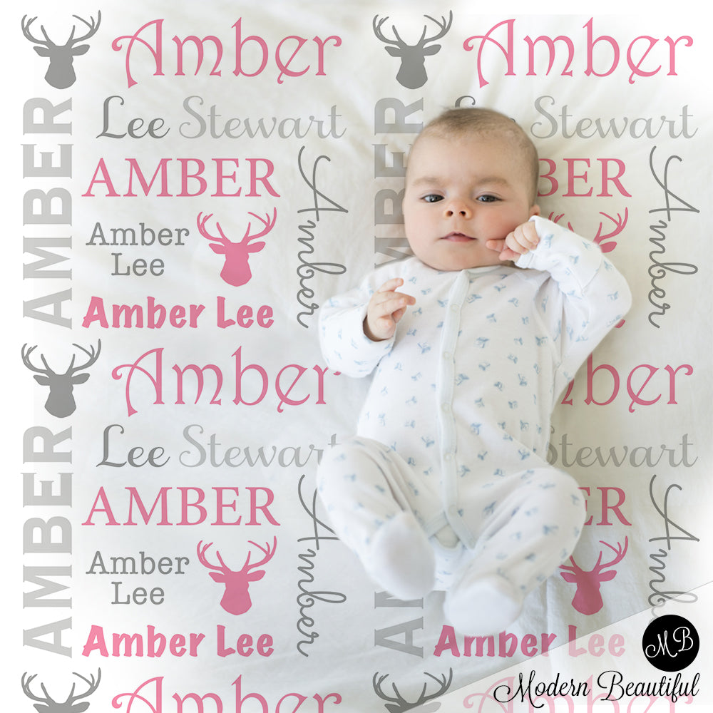baby girl deer antler baby blanket