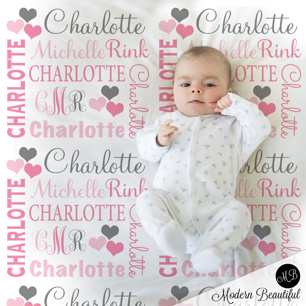 monogram heart blanket
