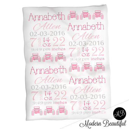 Jeep Baby Stats Blanket Girl