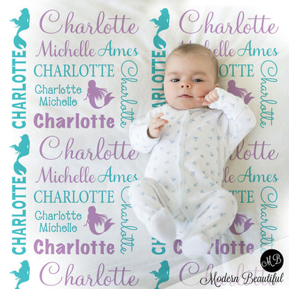 mermaid baby name blanket