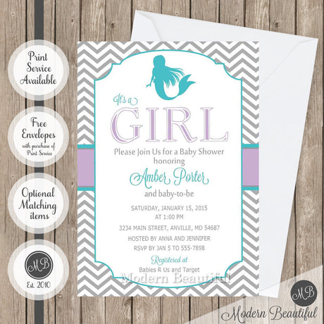 mermaid baby shower invitation