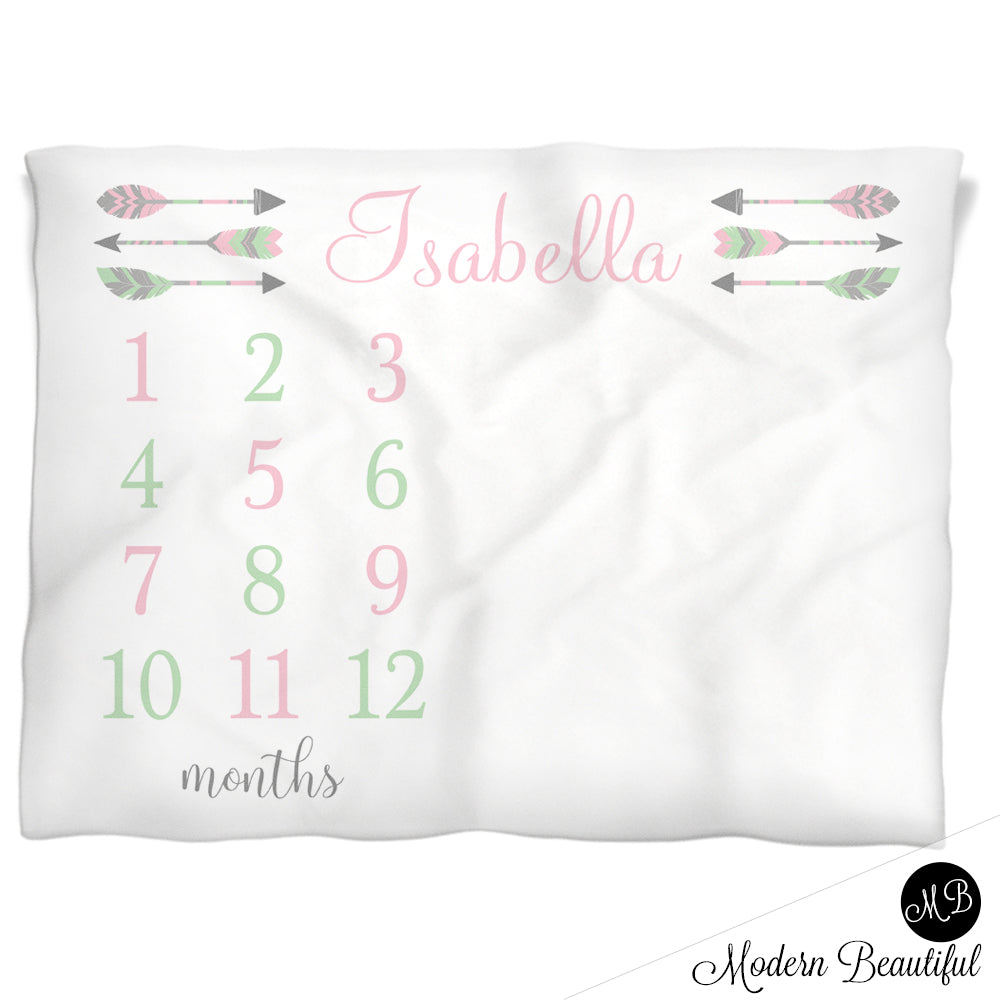 Arrow Milestone Blanket Pink