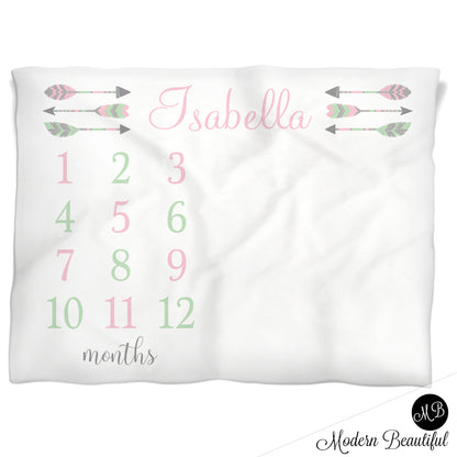 Arrow Milestone Blanket Pink