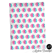 Monogram girl baby name blanket, monogram personalized blankets, pink and teal, boy or girl blanket, baby shower gift, personalized name blanket, (CHOOSE COLORS)