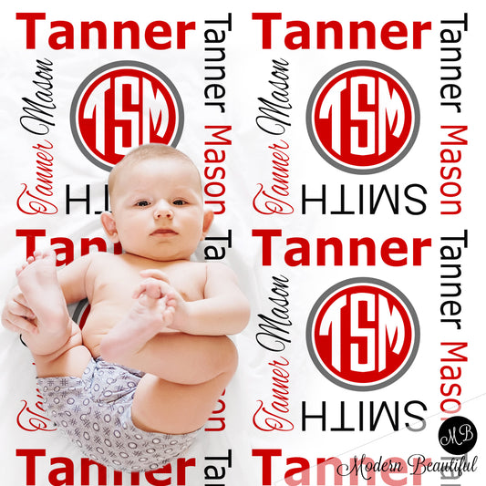 Monogram baby name blanket