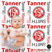 Monogram baby name blanket