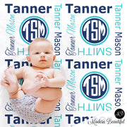 Monogram baby name blanket
