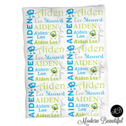 Monster Theme personalized child blanket for boy