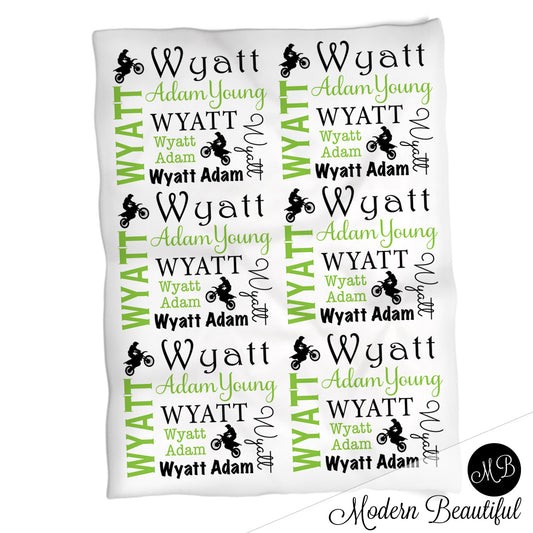 Personalized Motocross Baby Name Blanket Boy