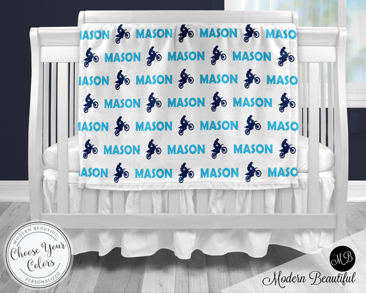 Personalized Motocross dirt bike baby boy blanket