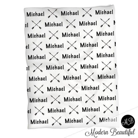Personalized Arrows Baby Name Blanket Boy