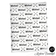 Black and white arrows blanket, Scandinavian style baby boy name blanket, baby boy shower gift, boy personalized blanket, choose colors