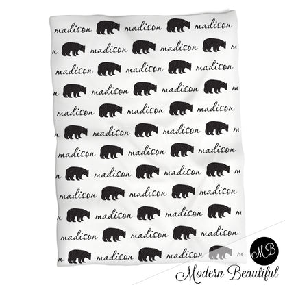 Bear Baby Name Blanket Girl