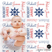 Nautical baby name blanket