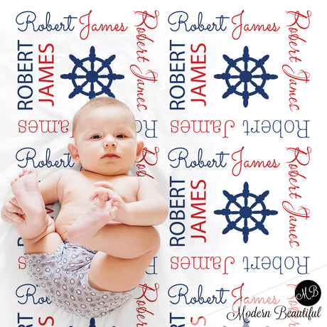 Nautical baby name blanket