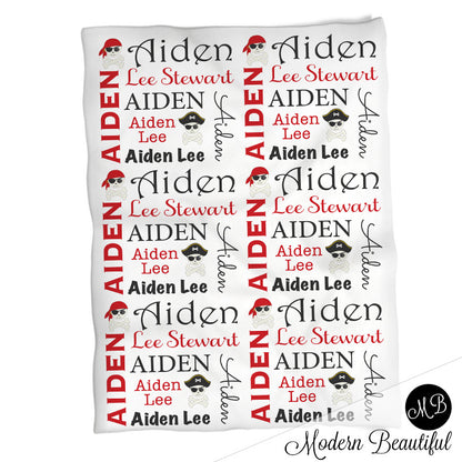 Pirate Theme personalized child blanket