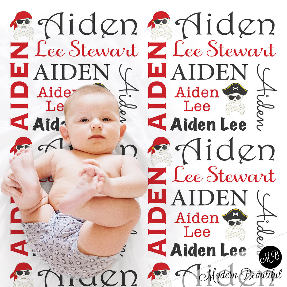 Pirate Theme personalized child blanket