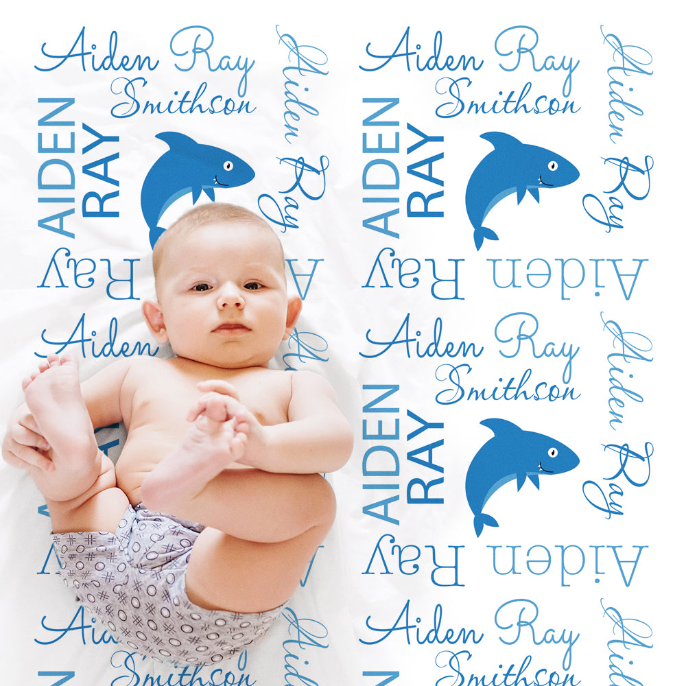 shark theme baby blanket