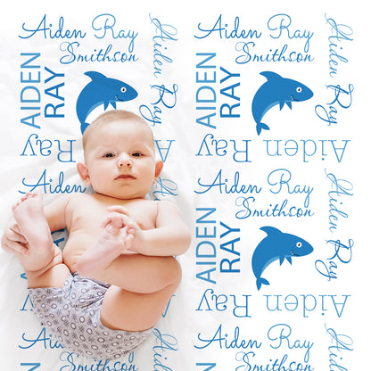 shark theme baby blanket