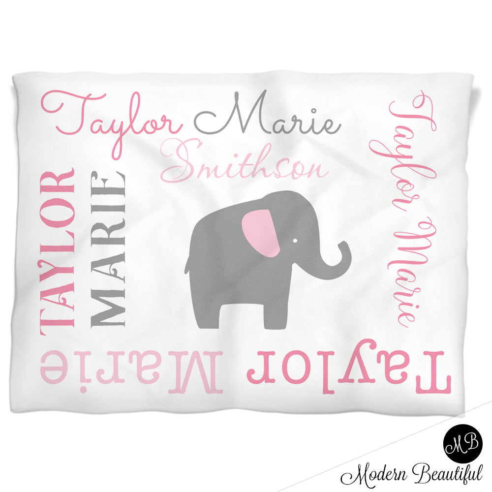 Baby girl elephant name blanket