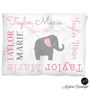 Baby girl elephant name blanket