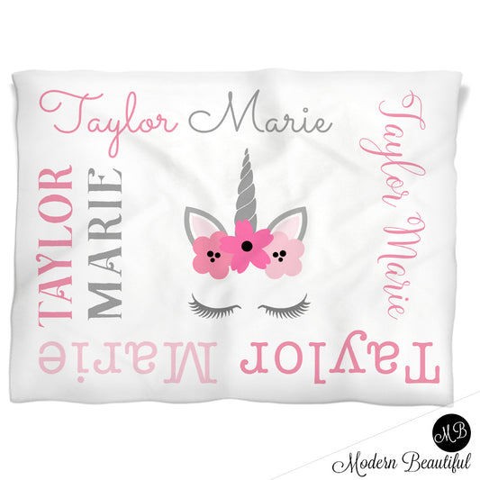 unicorn baby name blanket