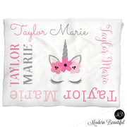 unicorn baby name blanket