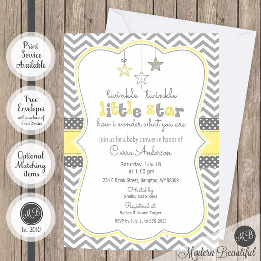 twinkle twinkle little star baby shower invitation
