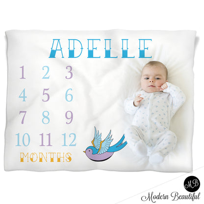 Tattoo baby name milestone blanket