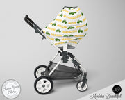 Tractor baby boy or girl car seat canopy cover, farm tractor baby gift, green and yellow, custom infant car seat cover, personalized baby name carseat cover, nursing privacy cover, shopping cart cover, high chair cover (CHOOSE COLORS)