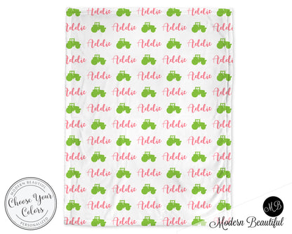 Personalized Farm Baby Name Blanket Girl