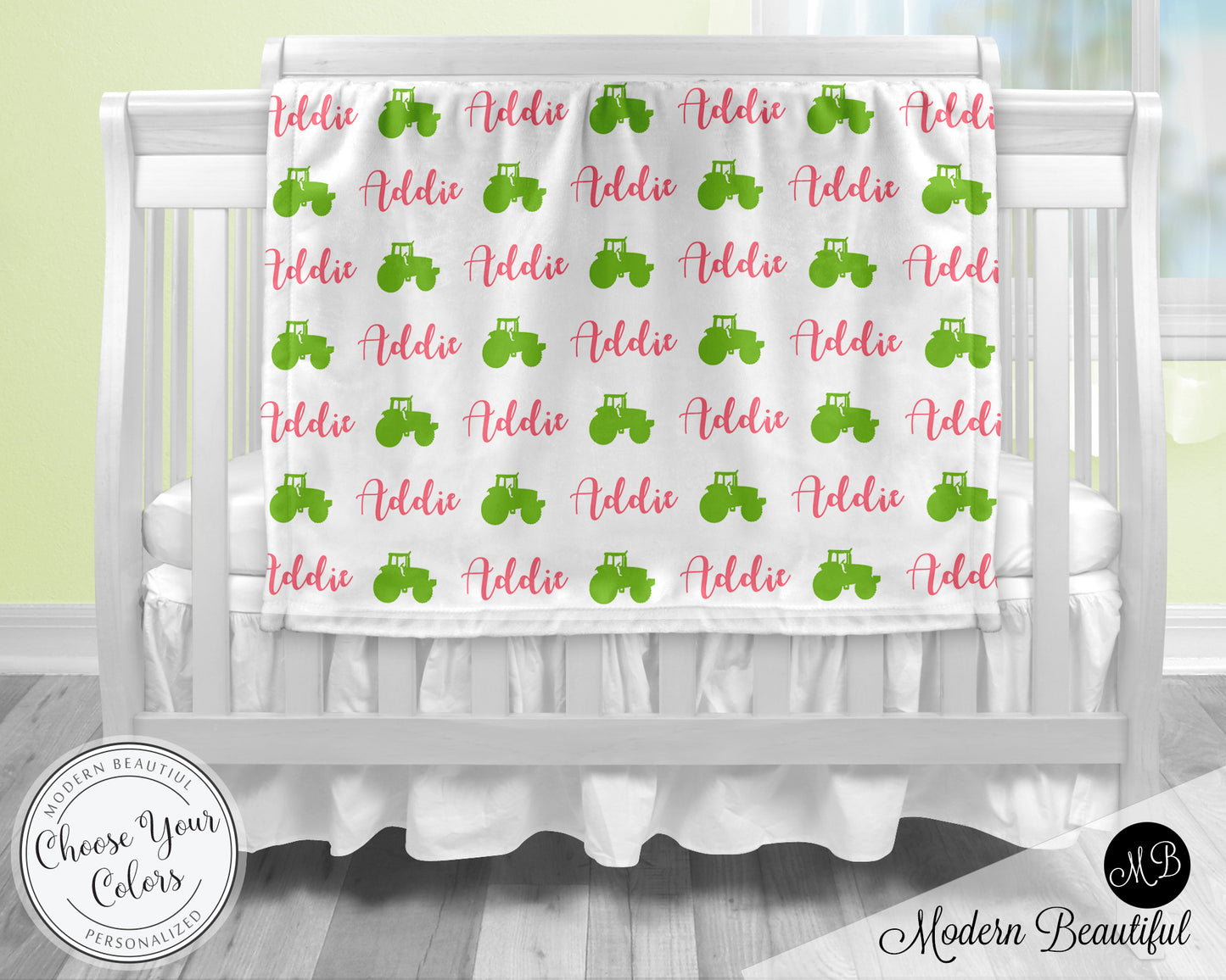 Personalized Farm Baby Name Blanket Girl