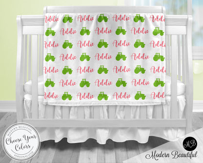 Personalized Farm Baby Name Blanket Girl