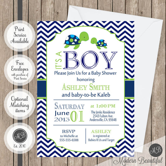 sea turtle baby shower invitation