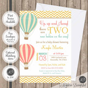 hot air balloon baby shower invitation