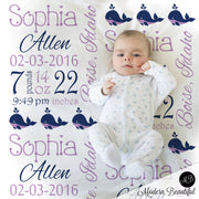 whale baby name blanket
