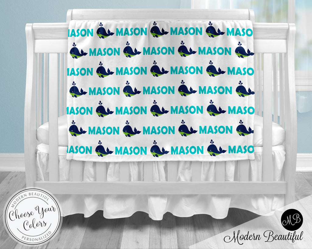 whale baby name blanket