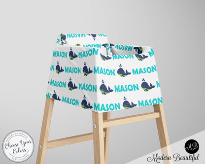 Whale baby boy or girl car seat canopy cover, whale baby gift, aqua and white, custom infant car seat cover, personalized baby name carseat cover, nursing privacy cover, shopping cart cover, high chair cover (CHOOSE COLORS)