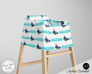 Whale baby boy or girl car seat canopy cover, whale baby gift, aqua and white, custom infant car seat cover, personalized baby name carseat cover, nursing privacy cover, shopping cart cover, high chair cover (CHOOSE COLORS)