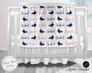 whale baby name blanket