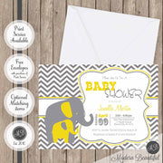 yellow and gray elephant invitations